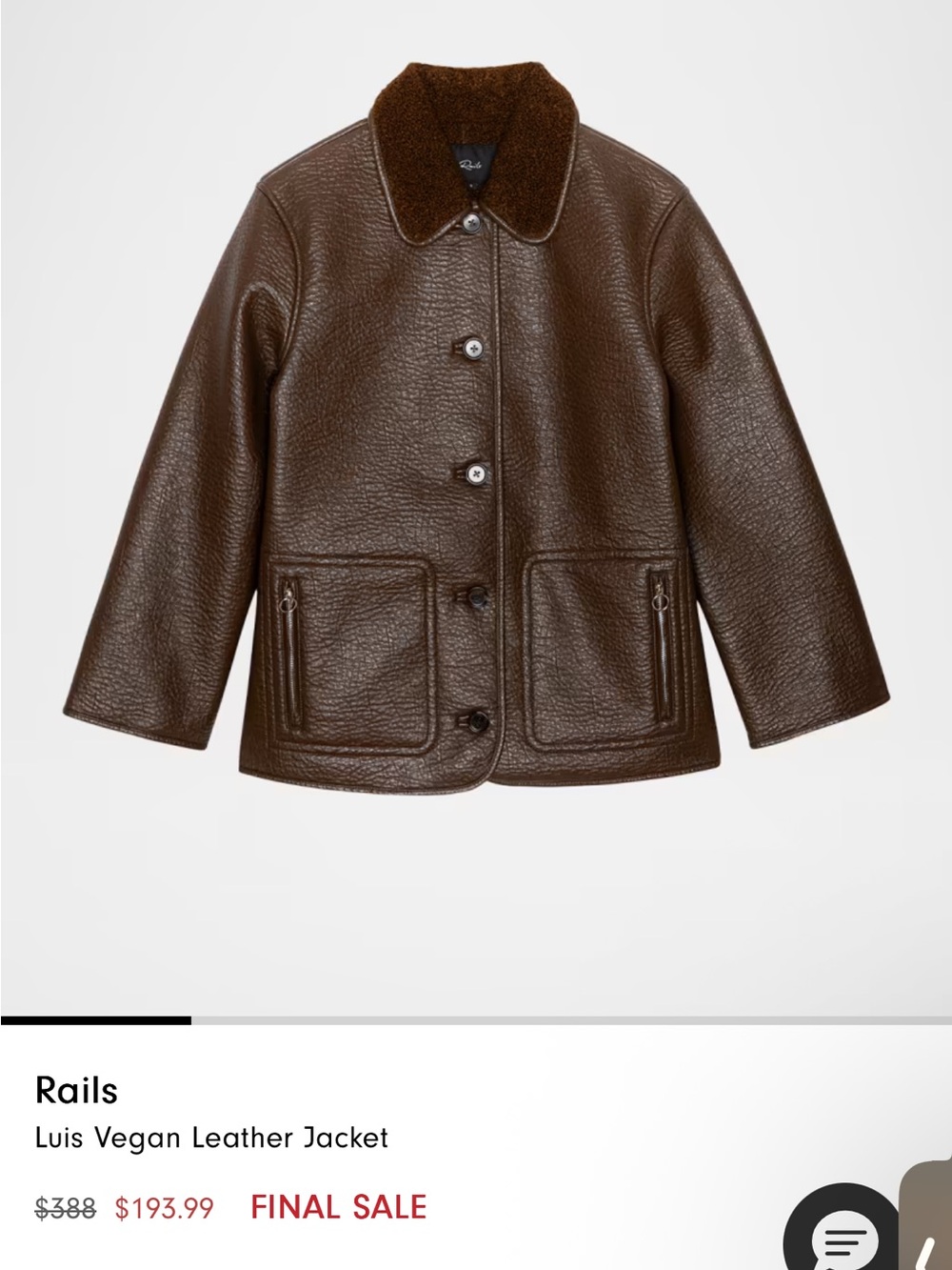Rails Brown Leather Shearling Collar Jacket